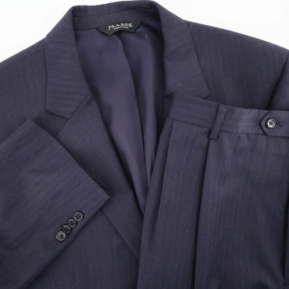 Jos. A. Bank‎ Signature Collection Pinstripe Wool Suit Navy Blue Mens 44L 36x31